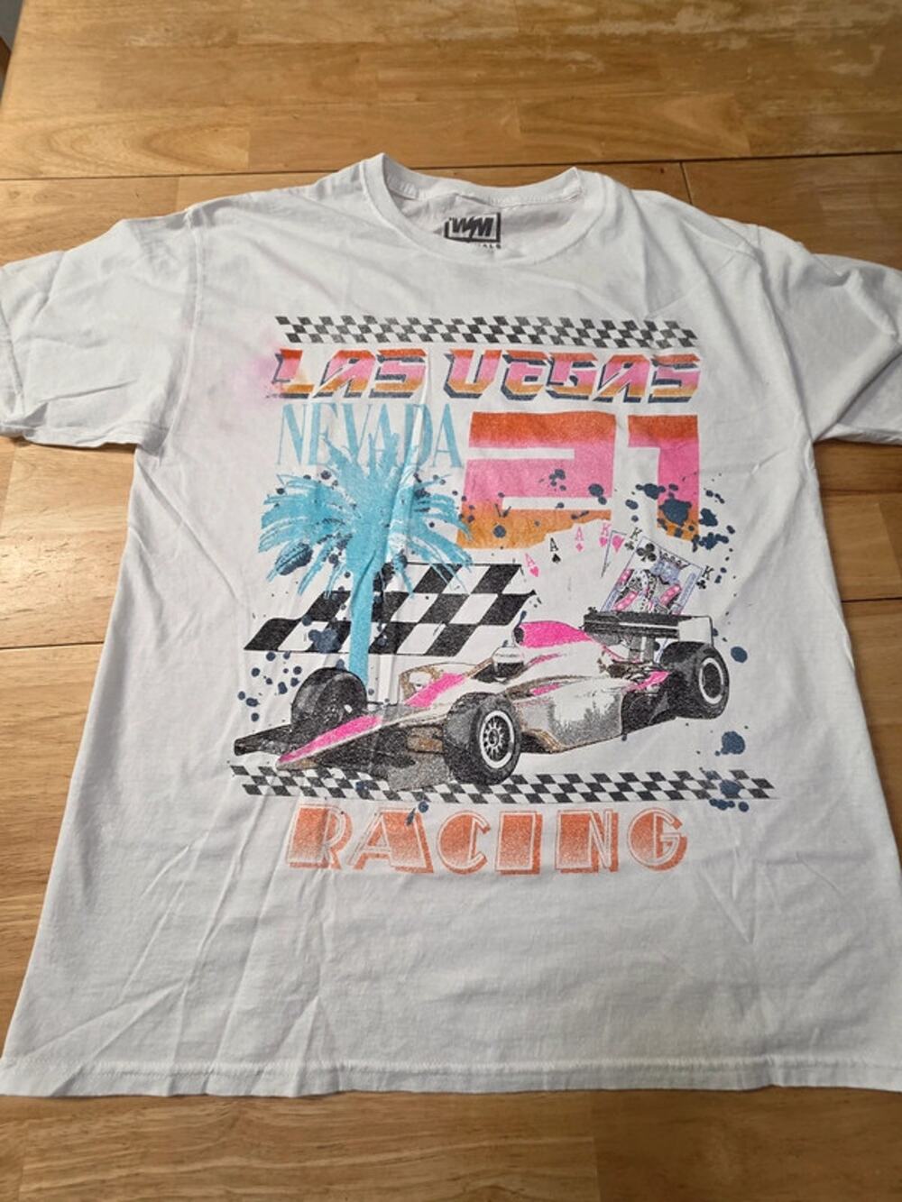 Las Vegas Nevada Racing Shirt Mens Medium Graphic Tee Vintage Style Car Casino